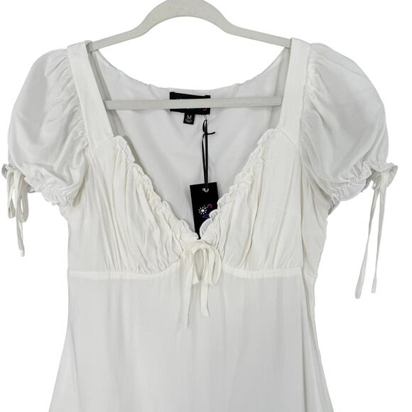 Y2K Delias Dolls Kill Babydoll Mini Dress Womens M White Croquette Milkmaid NWT - Picture 2 of 9